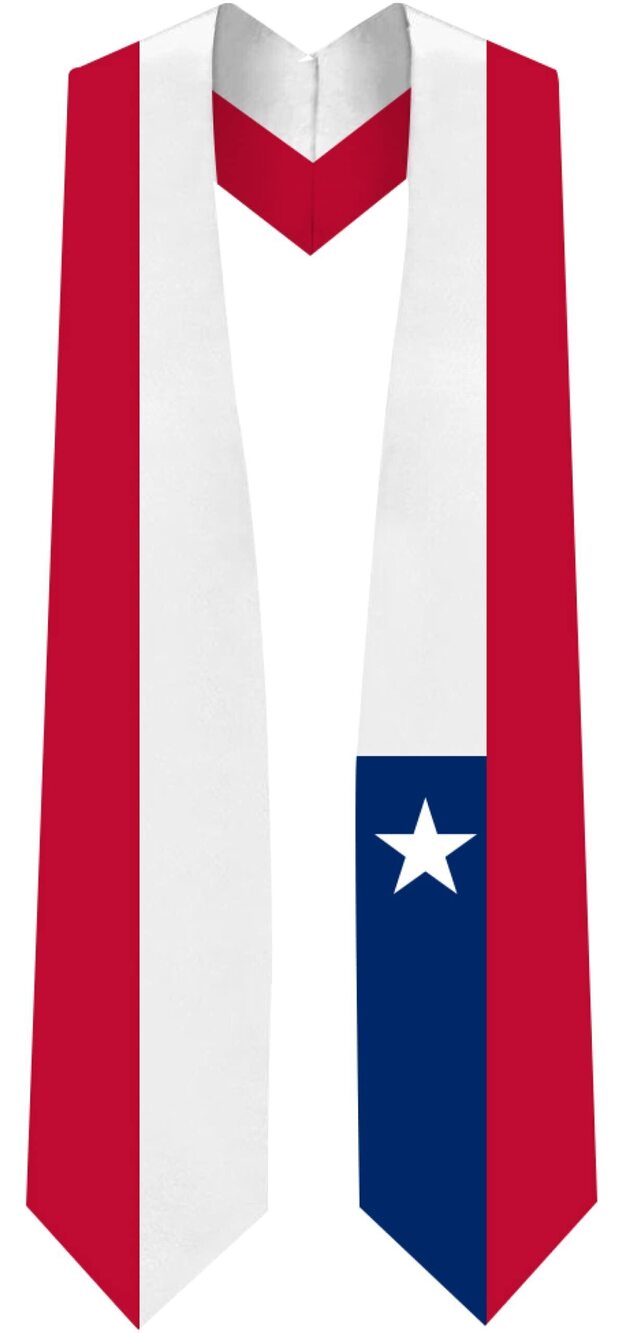9823 Chile Flag Graduation Stole - Fits All Body Types - Chilean Study